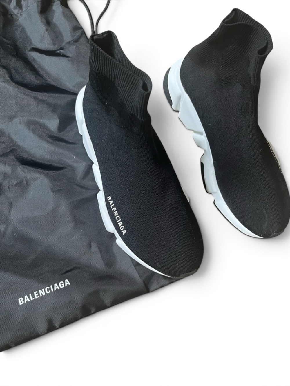 Balenciaga Black and White Sock-Style Speed Trainer Sneakers